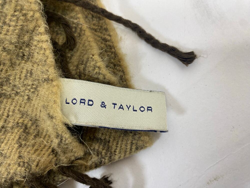 Lord & Taylor Brown Acrylic Shawl Wrap Oversized Winter Scarf Fringe Knit Luxury